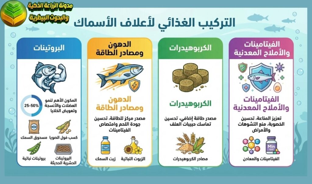 التركيب الغذائي لأعلاف الأسماك