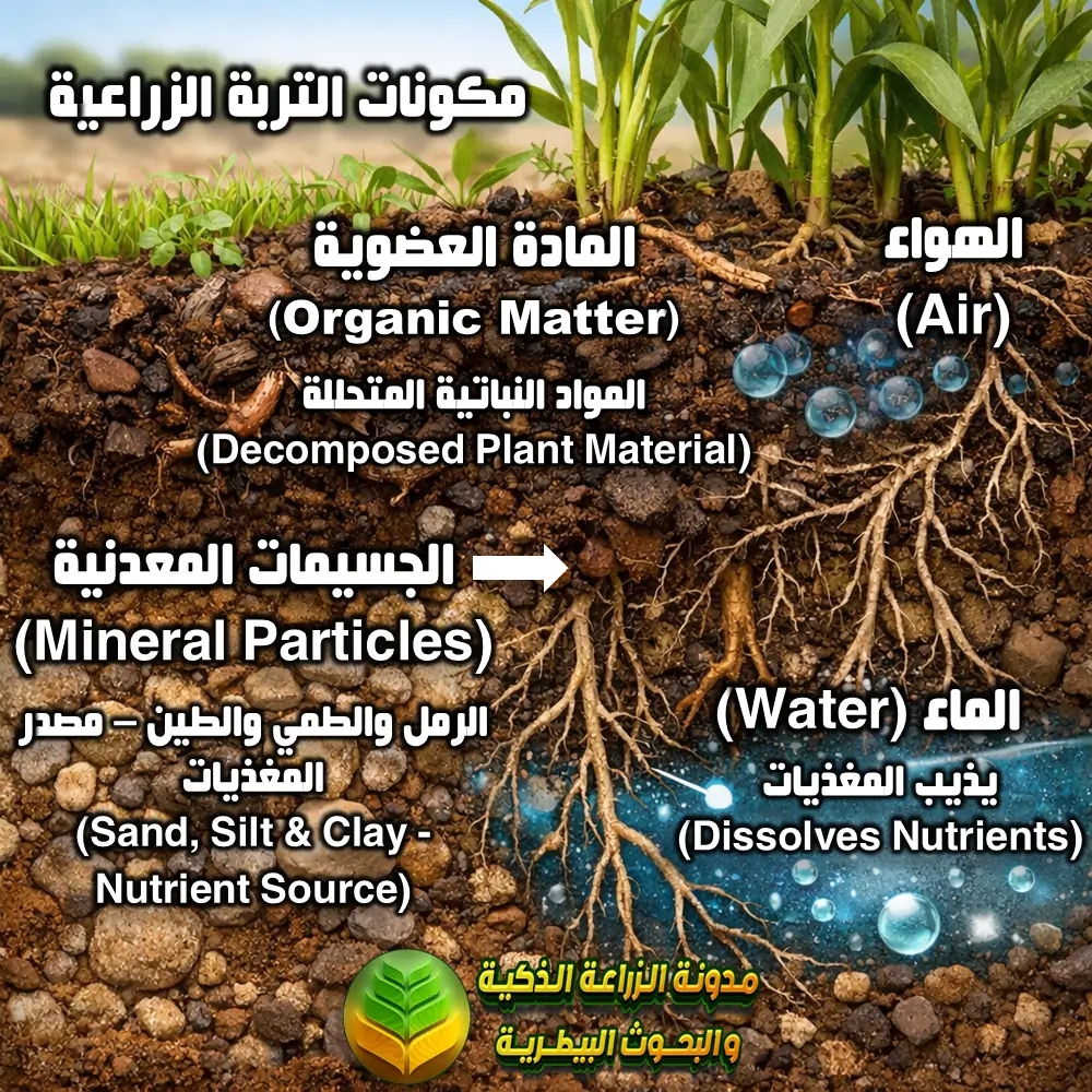 المكونات الأساسية للتربة الزراعية